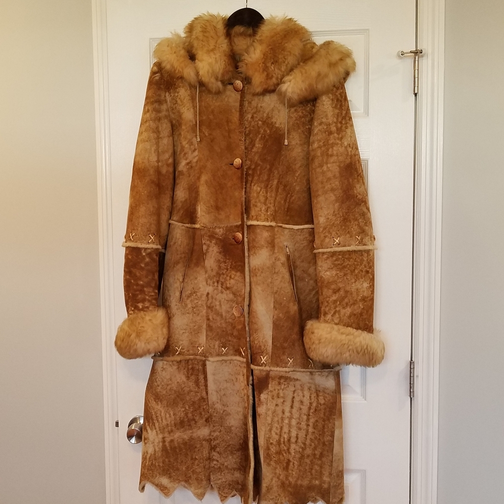 Genuine shearling sheapskin coat